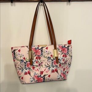 Aldo Floral Tote with Brown Handles